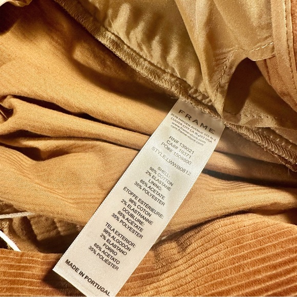 NWT Frame Denim ‘Pintuck Corduroy Trousers’ in “Camel” Size 0 - Picture 5 of 16